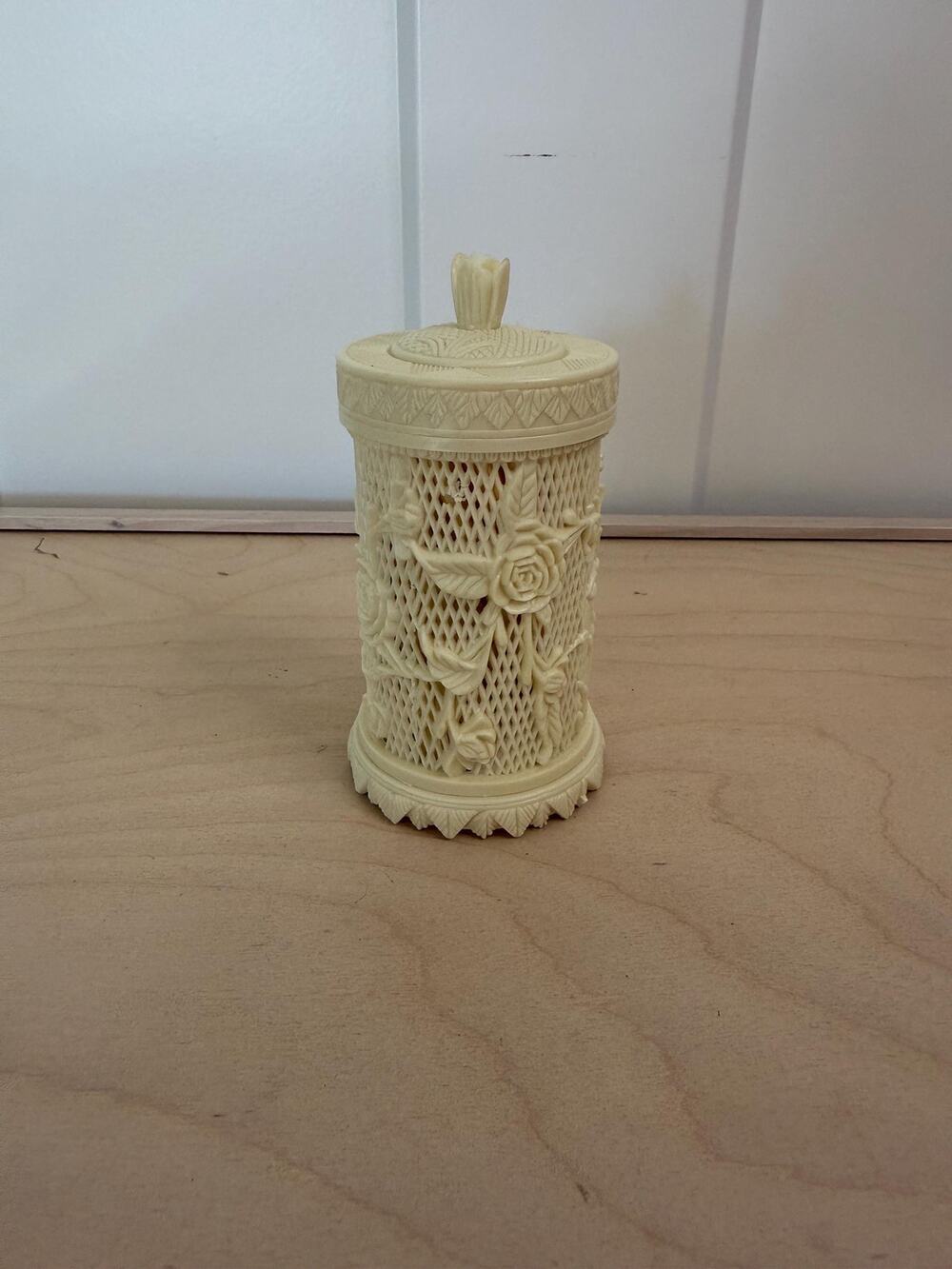 Vintage Celluloid Cocktail Forks in Container